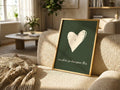 Mo ghrá go daingean thú green heart Irish print – wall mockup 1
