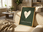 Mo ghrá go daingean thú green heart Irish print – wall mockup 1