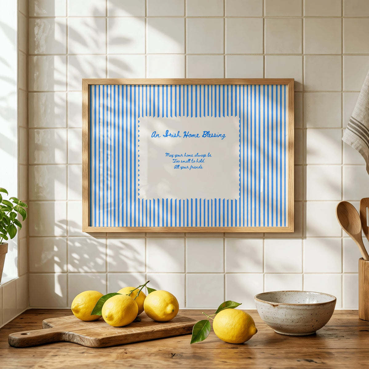 Blue Border Irish Blessing Irish print – room mockup 3