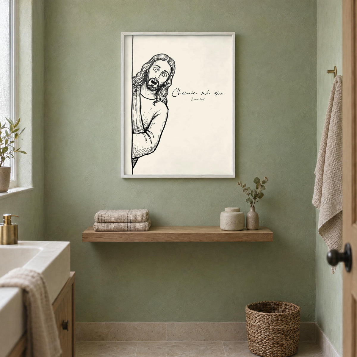 Chonaic mé sin bearded man Irish print – wall mockup 4