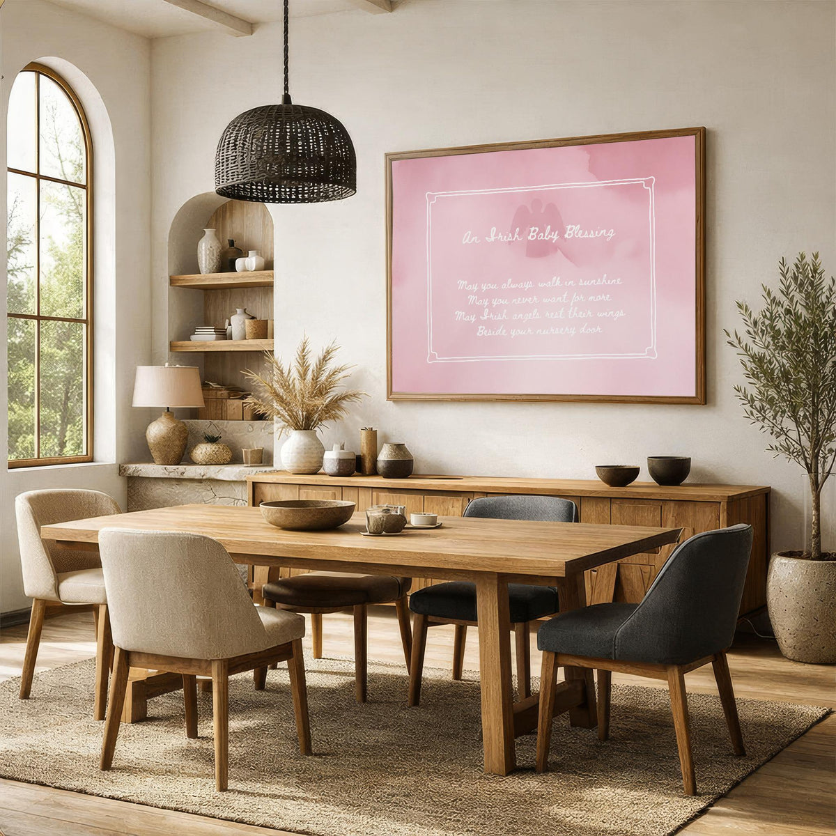 Irish baby blessing blush watercolour Irish print – wall mockup 1