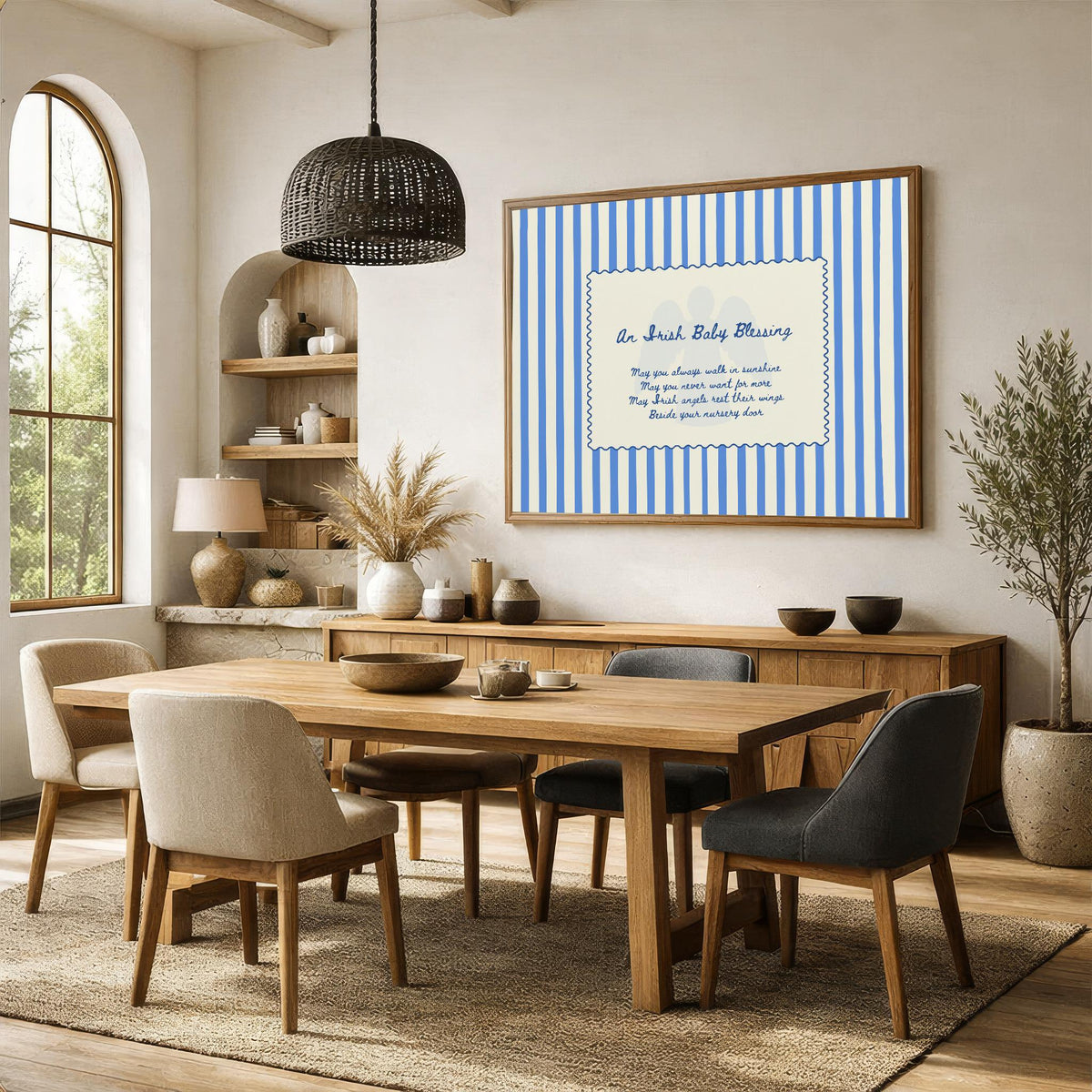 Irish baby blessing blue stripe Irish print – wall mockup 1