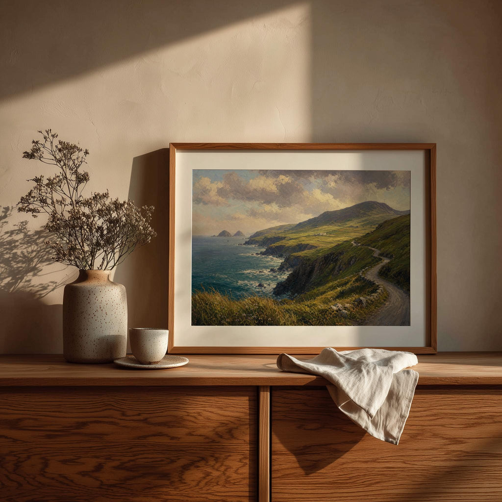 Dingle Peninsula oil painting Irish print – wall mockup 3