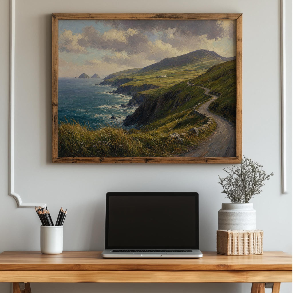 Dingle Peninsula oil painting Irish print – wall mockup 4