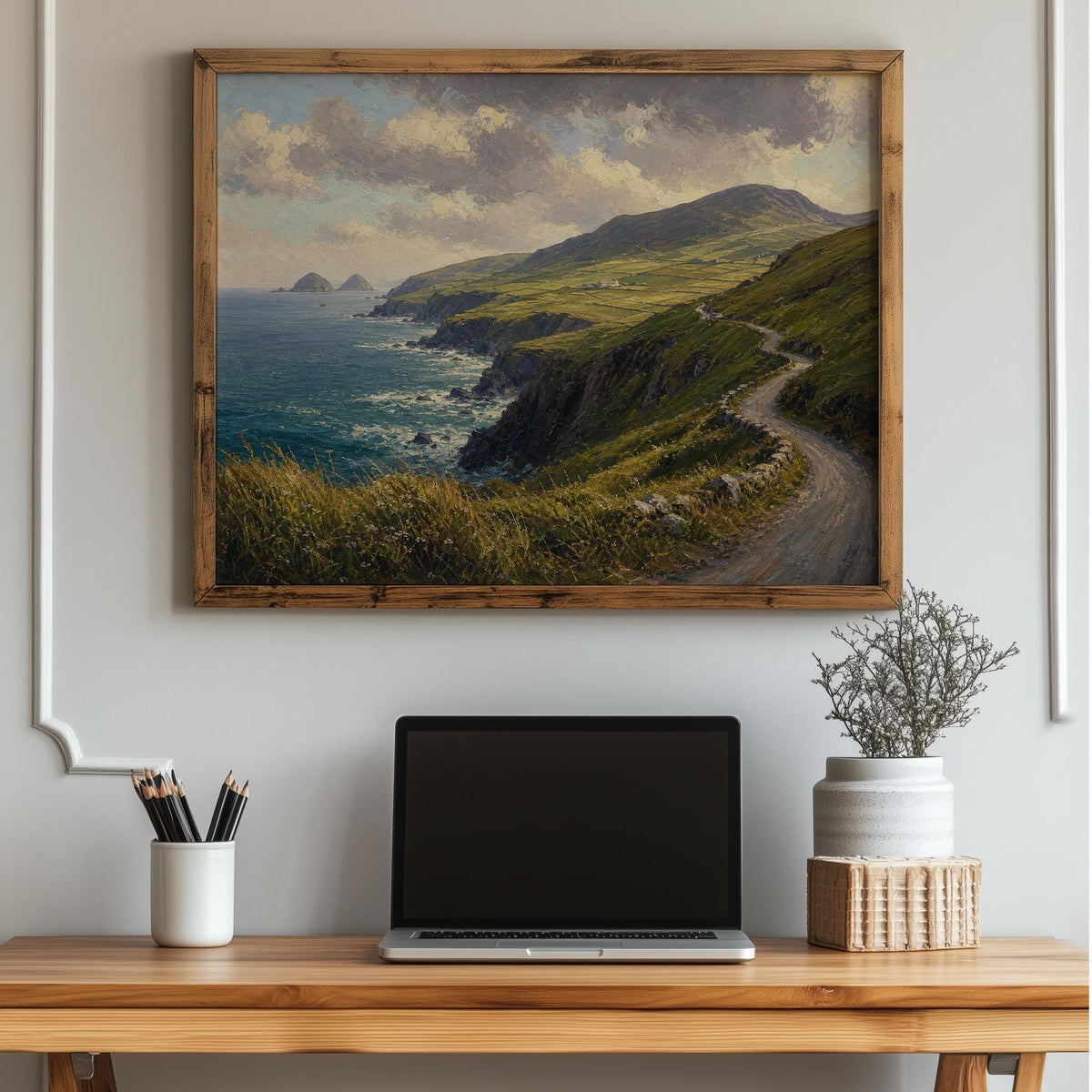 Dingle Peninsula oil painting Irish print – wall mockup 4