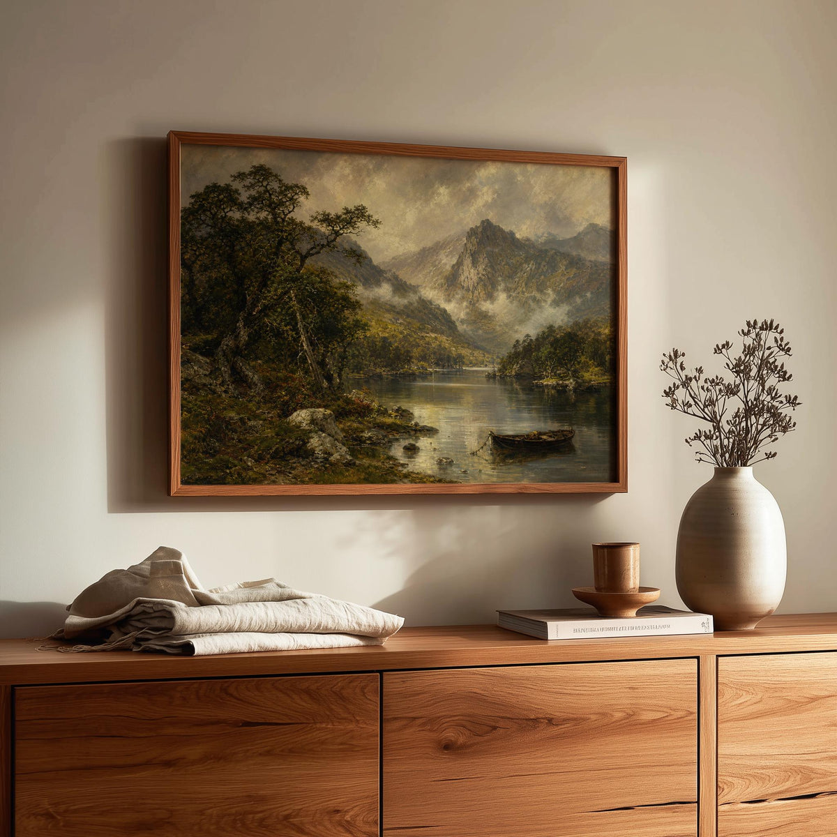 Killarney Upper Lake oil painting Irish print – wall mockup 1