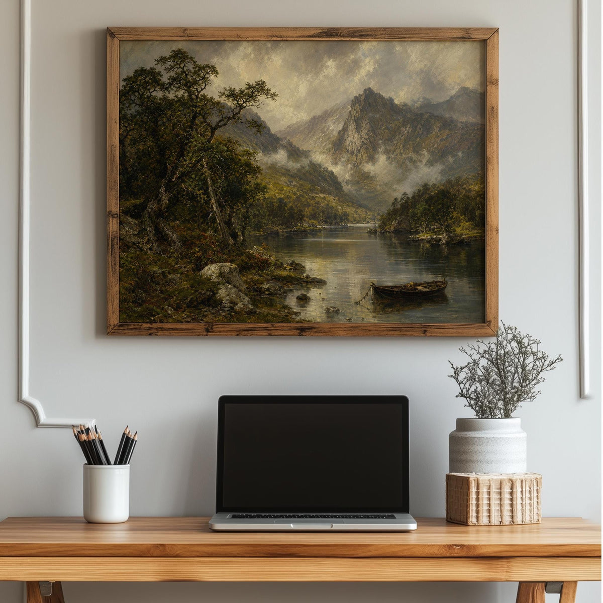 Killarney Upper Lake oil painting Irish print – wall mockup 3