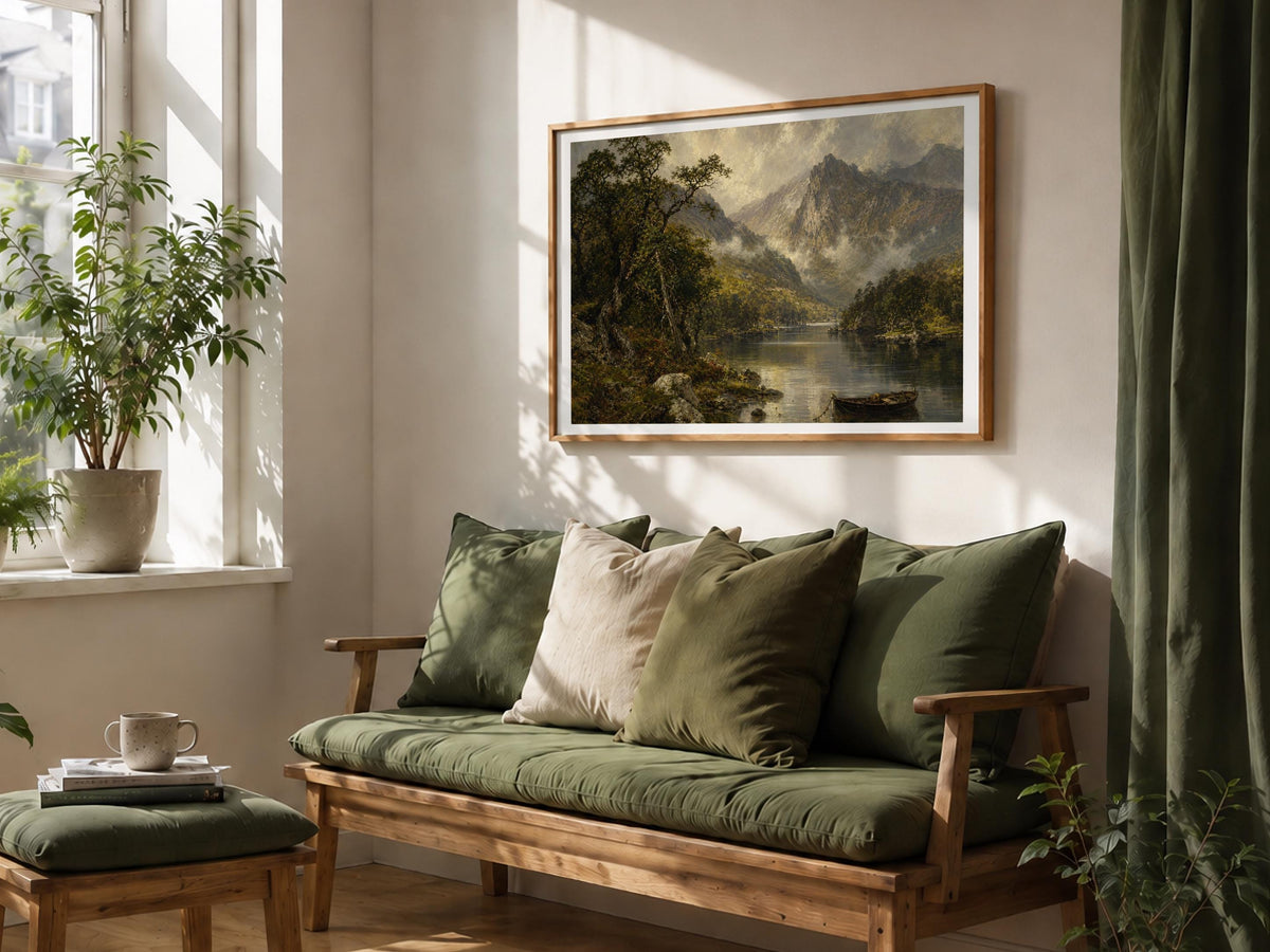 Killarney Upper Lake oil painting Irish print – wall mockup 5