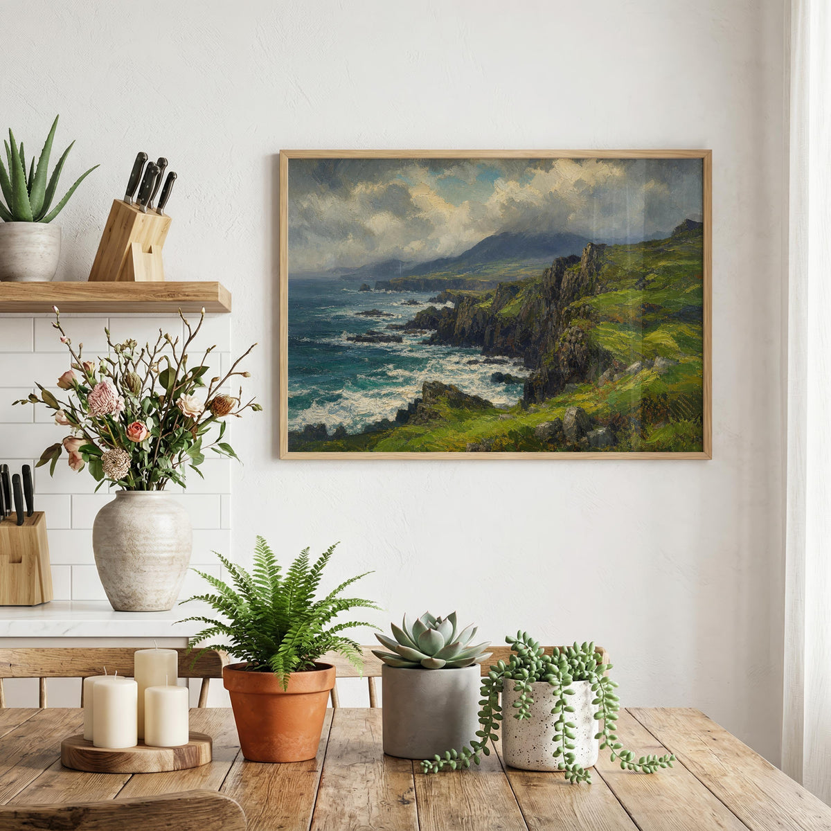 Donegal coast oil painting Irish print – wall mockup 5