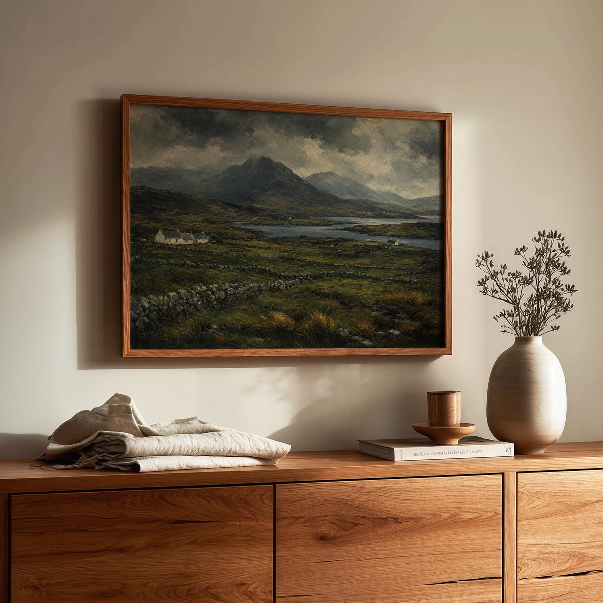 Connemara landscape oil painting Irish print – wall mockup 1