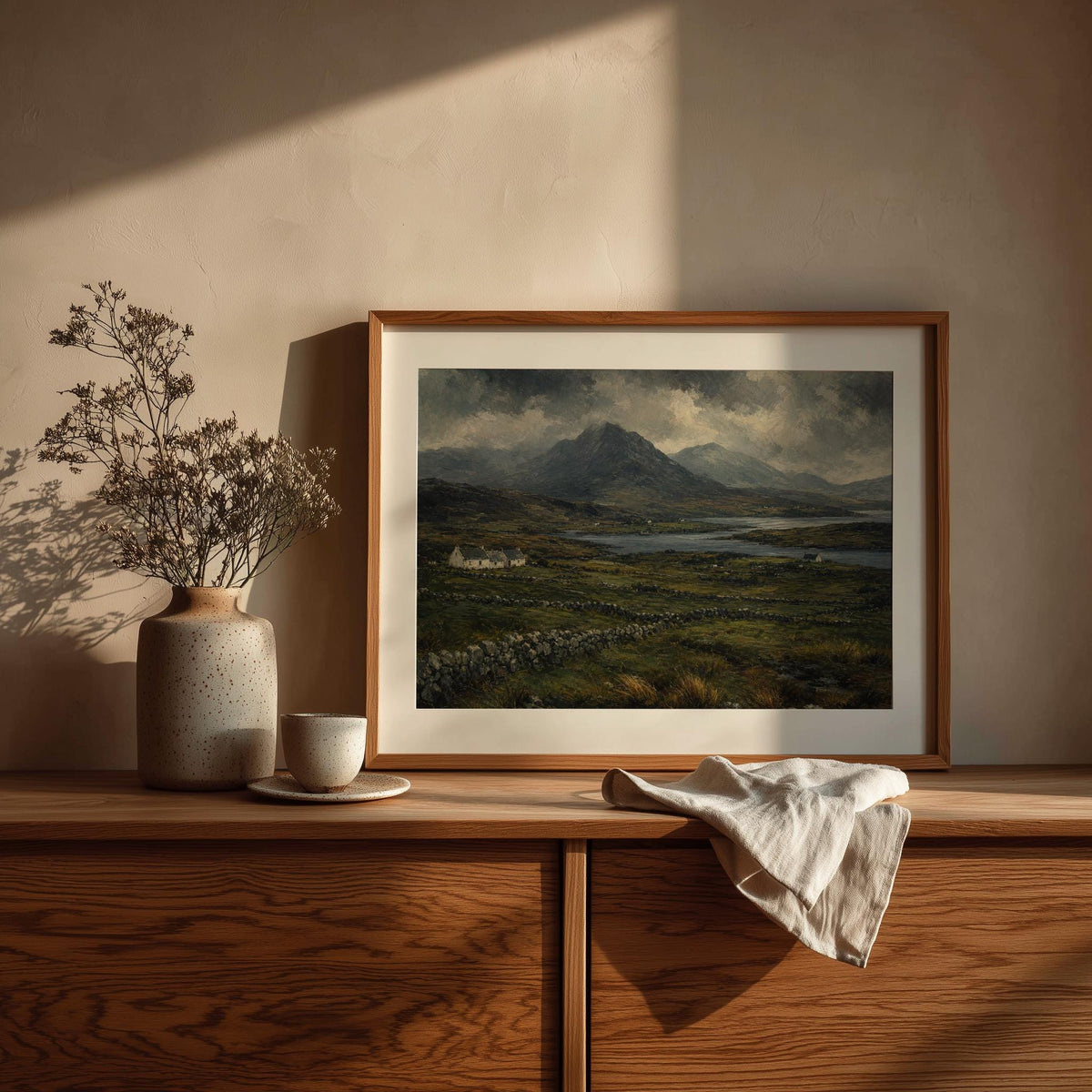 Connemara landscape oil painting Irish print – wall mockup 7
