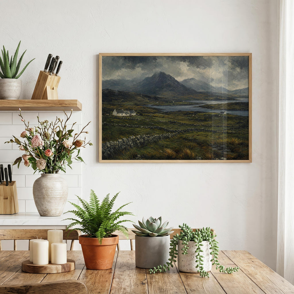 Connemara landscape oil painting Irish print – wall mockup 4
