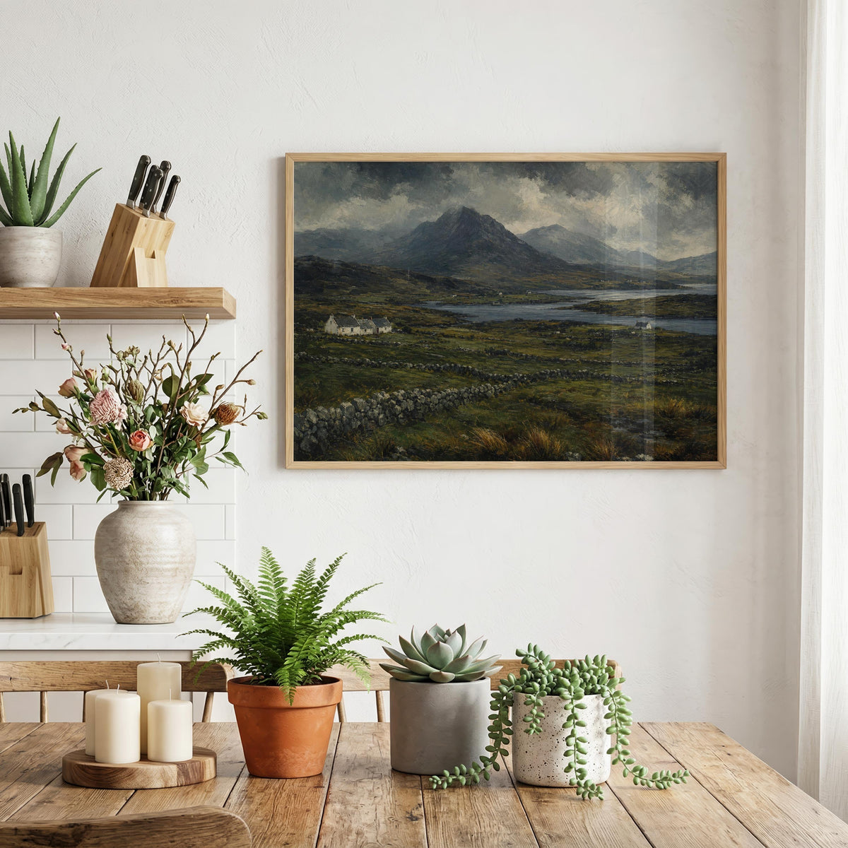 Connemara landscape oil painting Irish print – wall mockup 4