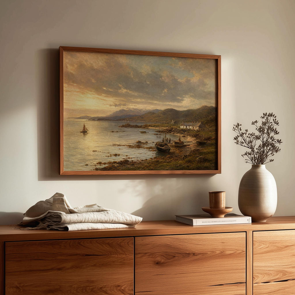 Galway Bay sailboat oil painting Irish print – wall mockup 1