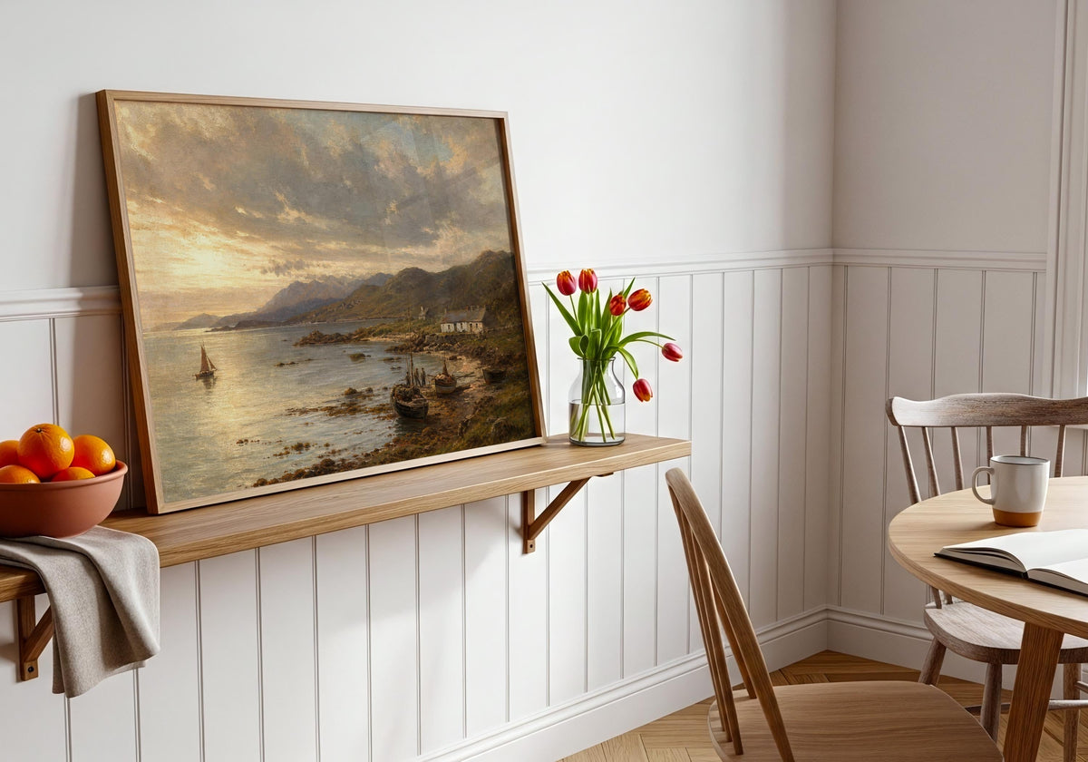 Galway Bay sailboat oil painting Irish print – wall mockup 7
