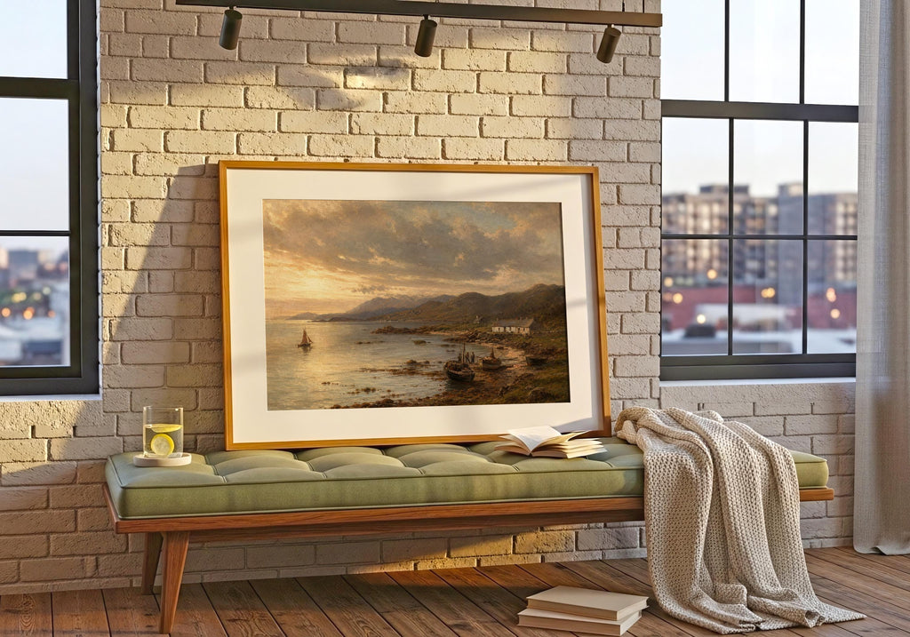 Galway Bay sailboat oil painting Irish print – wall mockup 8