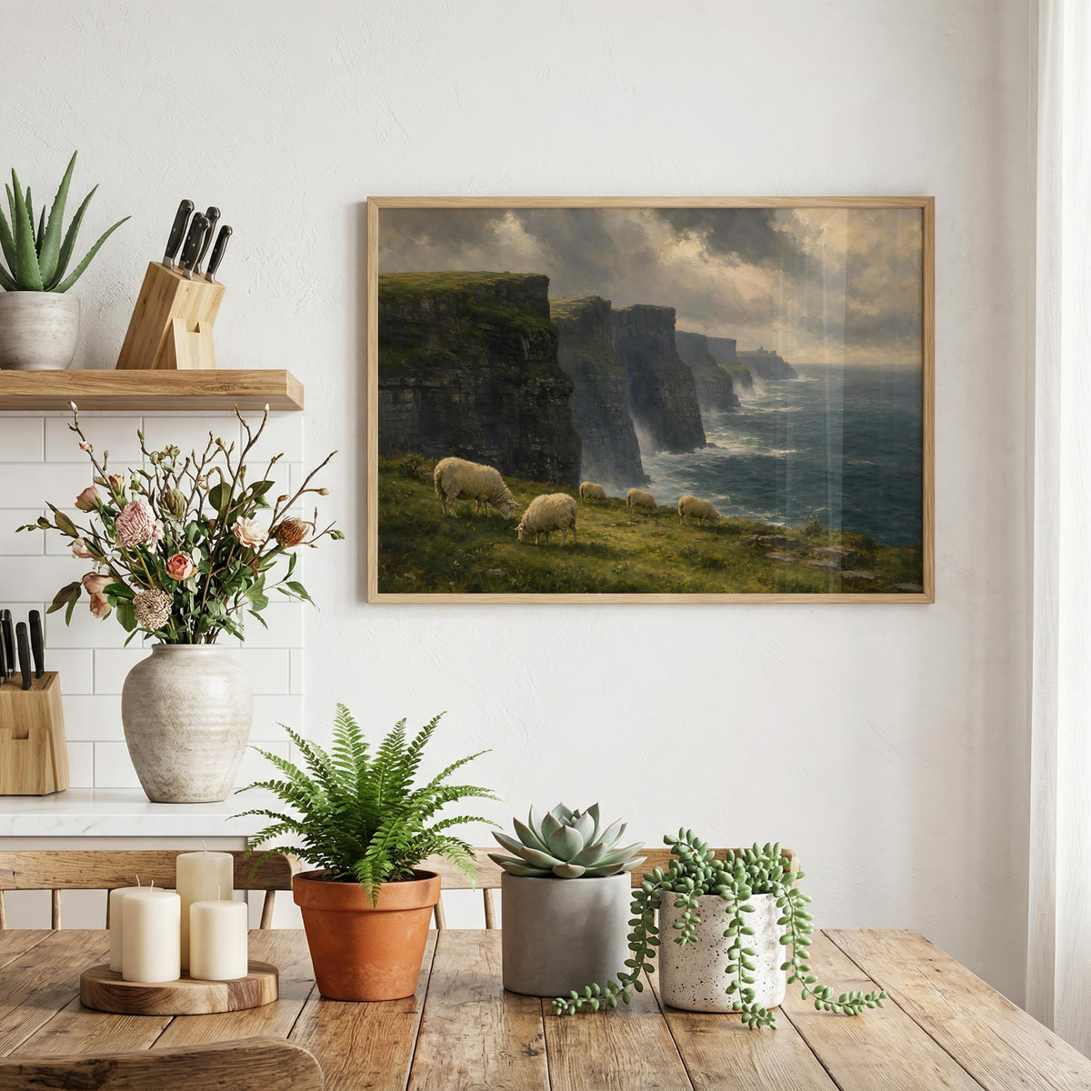 Cliffs of Moher Sheep Landscape Irish print – wall mockup 5