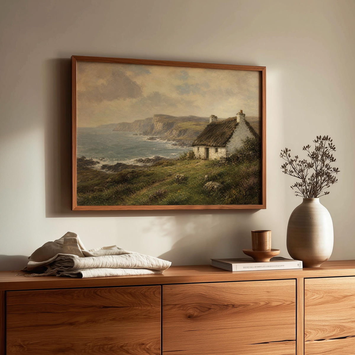 Irish Coast with Cottage Irish print – wall mockup 1