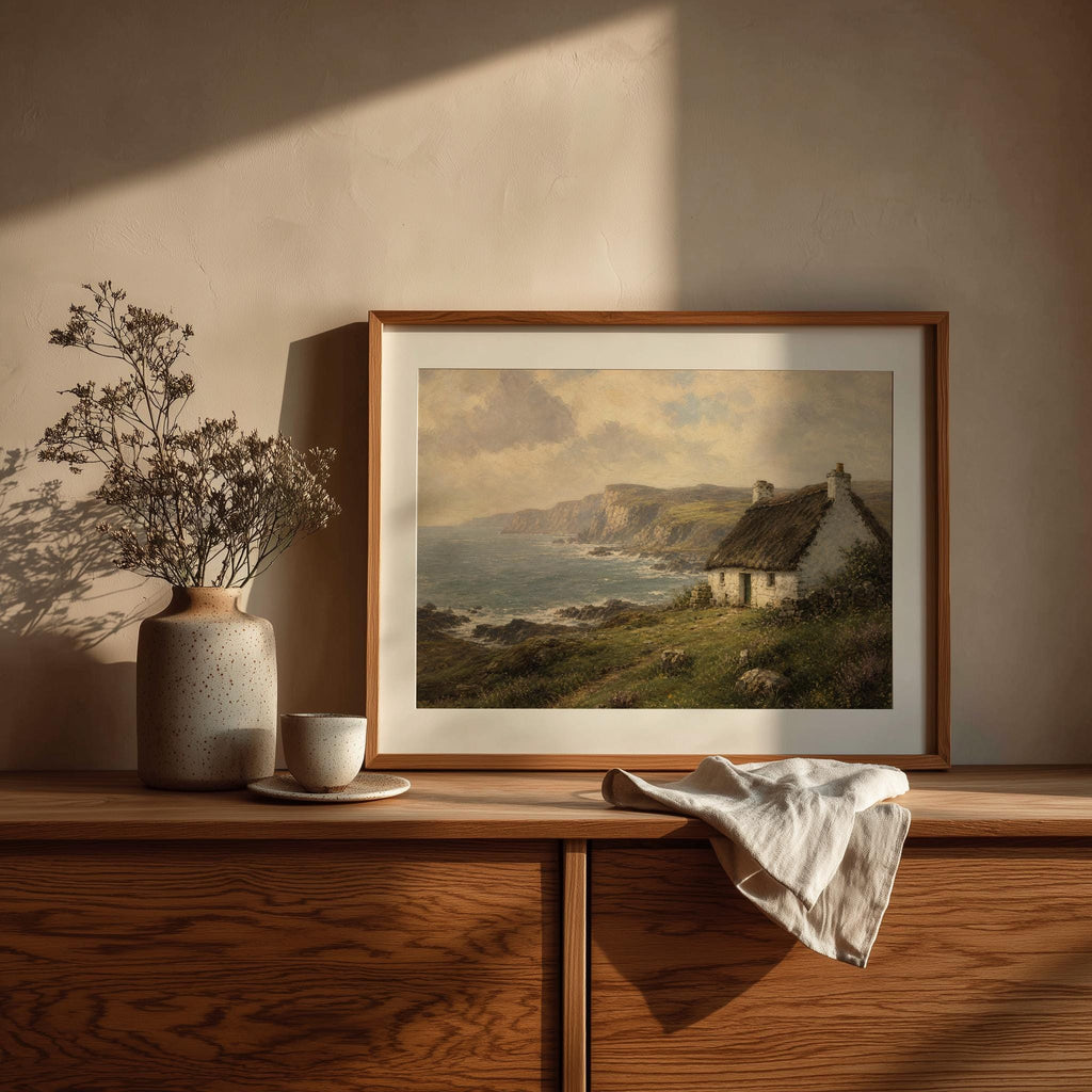 Irish Coast with Cottage Irish print – wall mockup 3