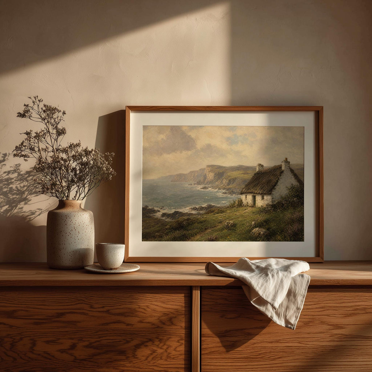 Irish Coast with Cottage Irish print – wall mockup 3
