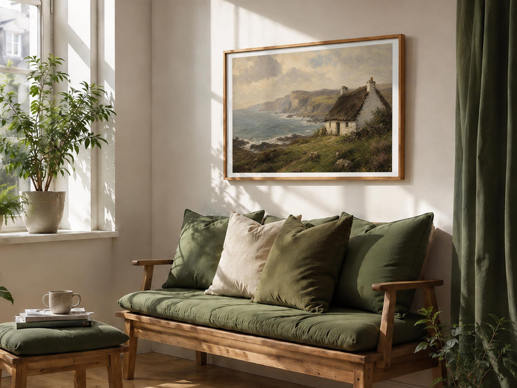 Irish Coast with Cottage Irish print – wall mockup 6