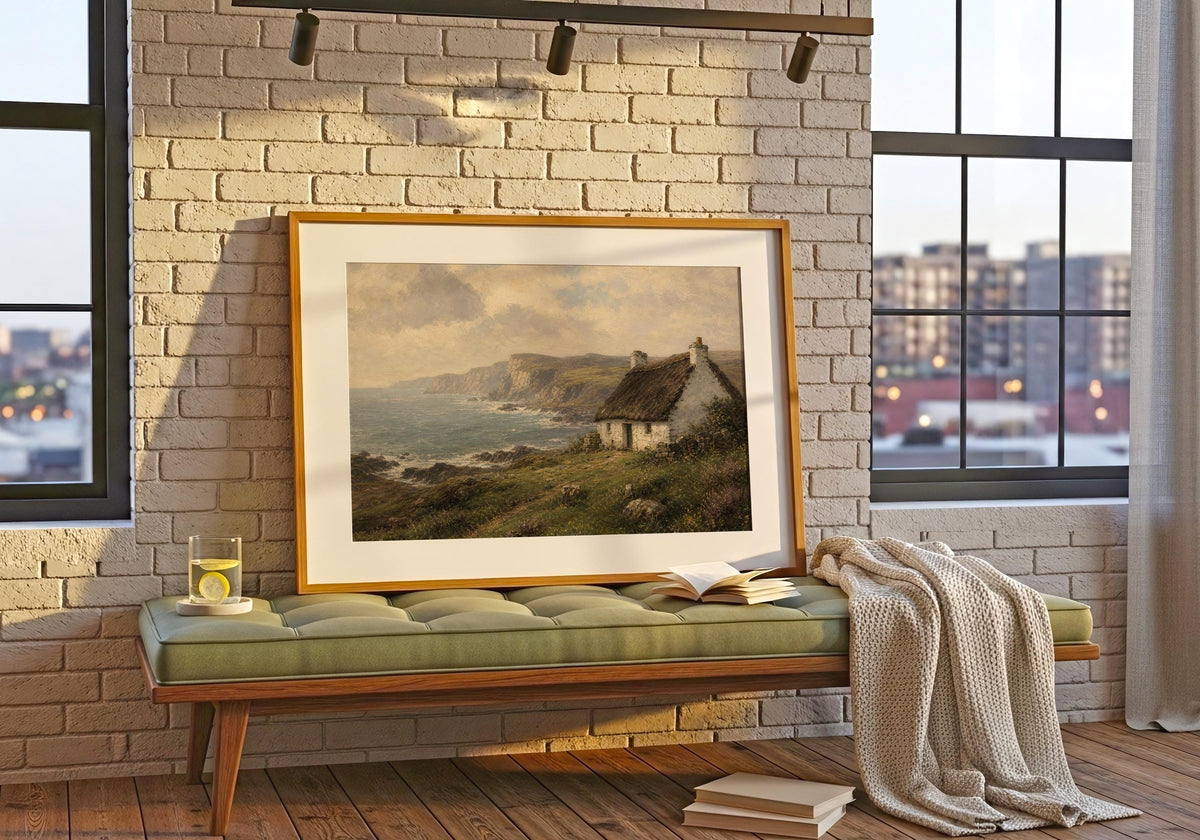 Irish Coast with Cottage Irish print – wall mockup 8