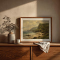Irish beach and green cliffs oil painting Irish print – wall mockup 1