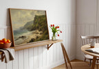 Irish beach and green cliffs oil painting Irish print – wall mockup 2