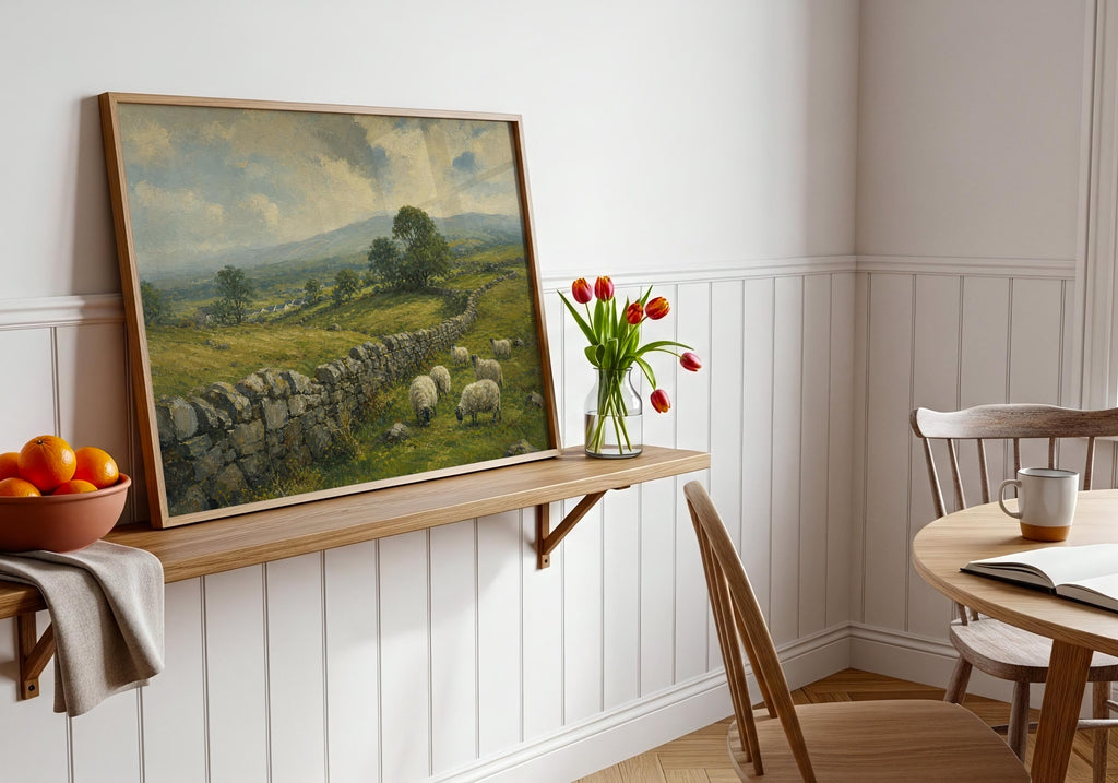 Irish countryside sheep oil painting Irish print – wall mockup 5