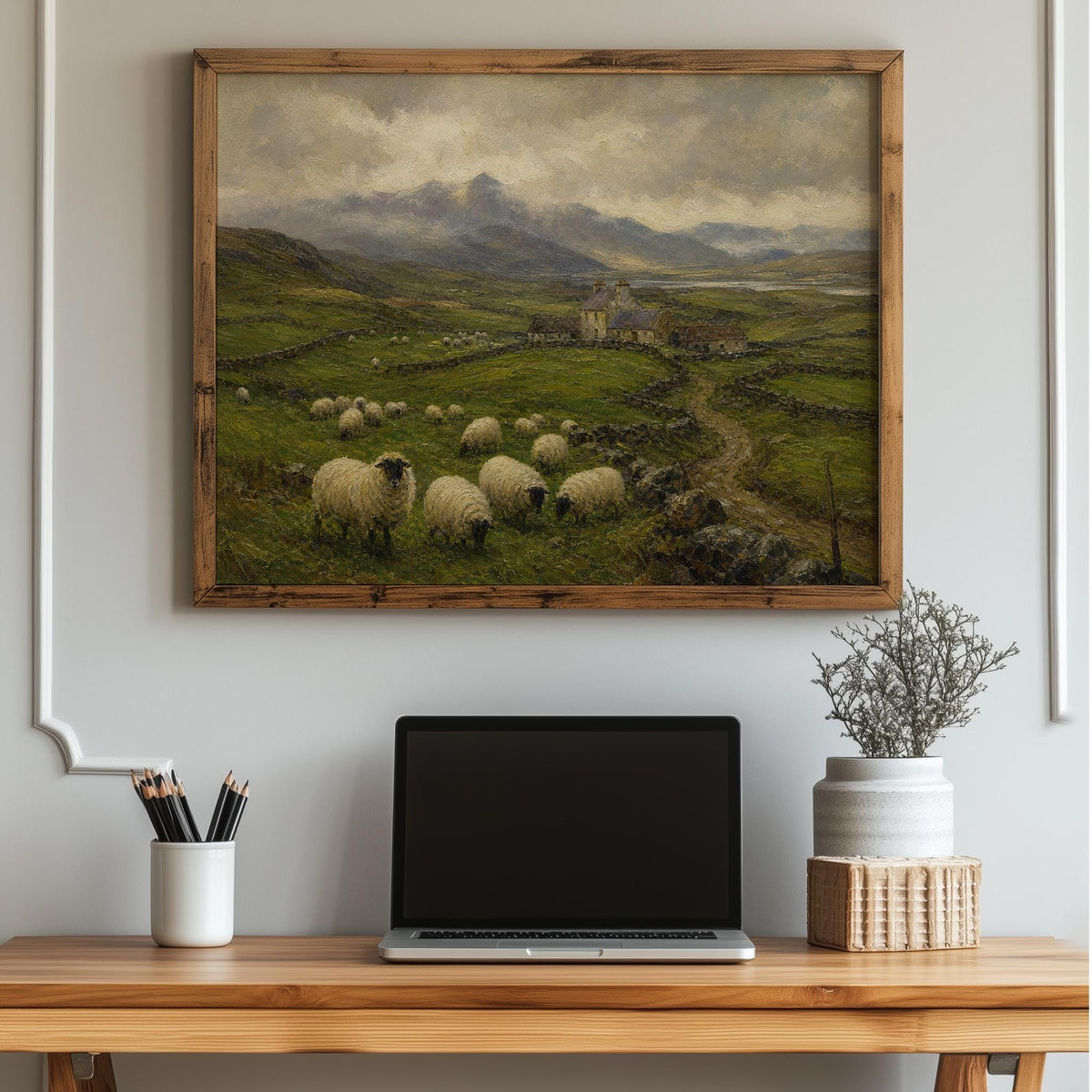 Stone cottage valley Irish print – mockup 5