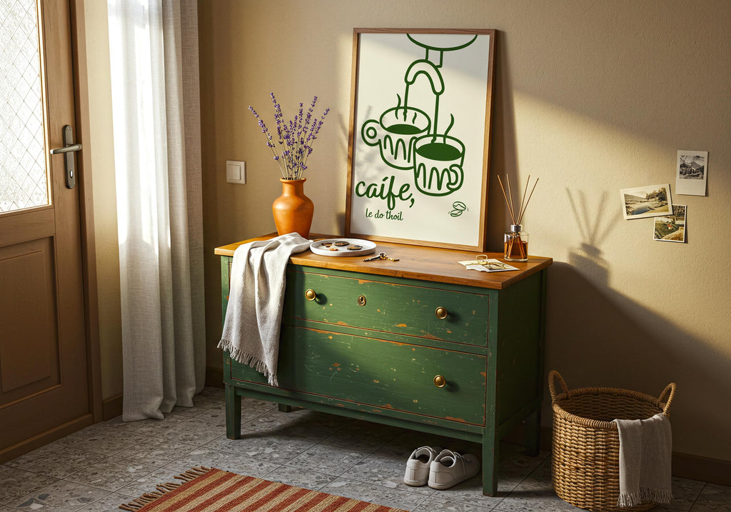 Caife le do thoil espresso cups Irish print – wall mockup 7