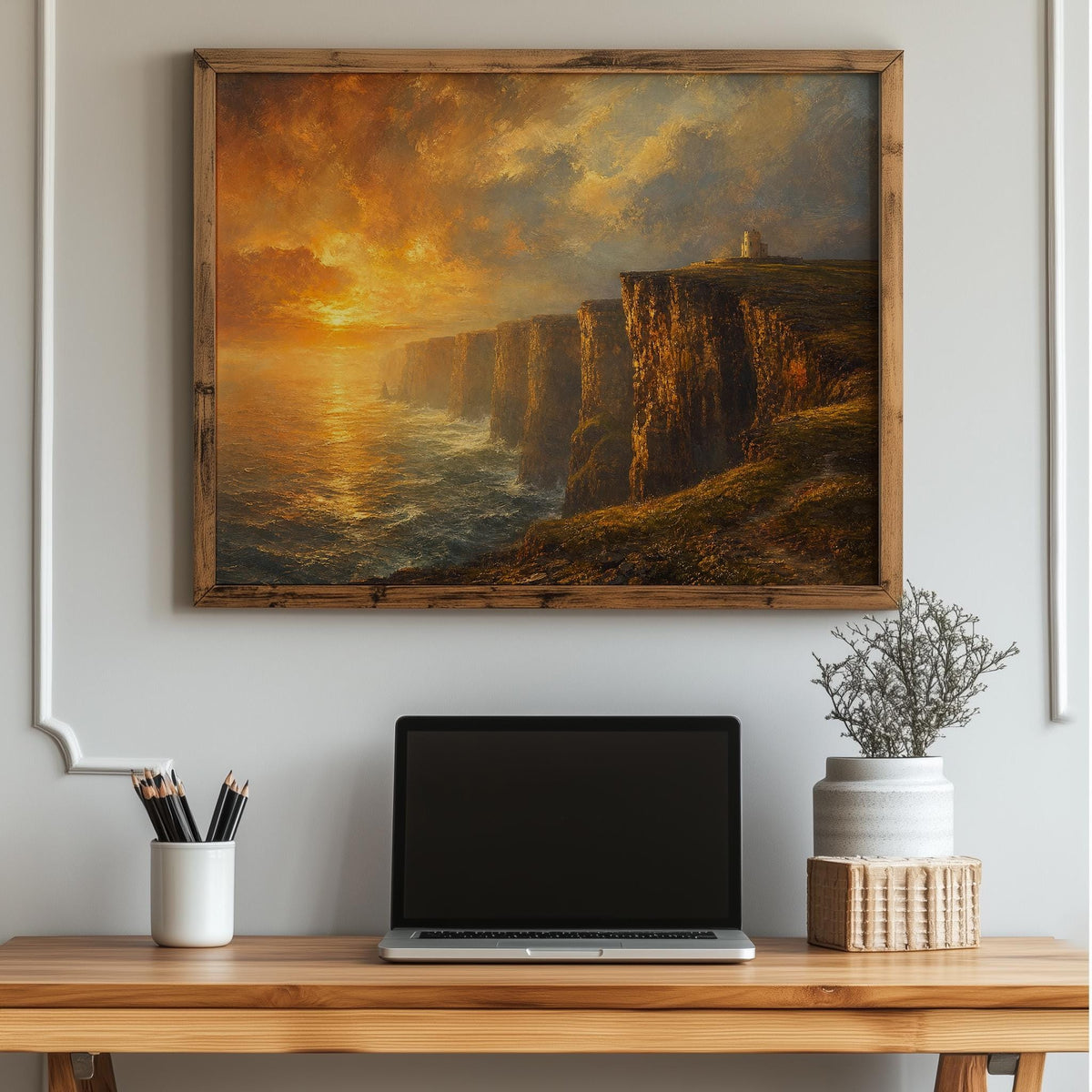Cliffs of Moher Sunset Irish print – wall mockup 5