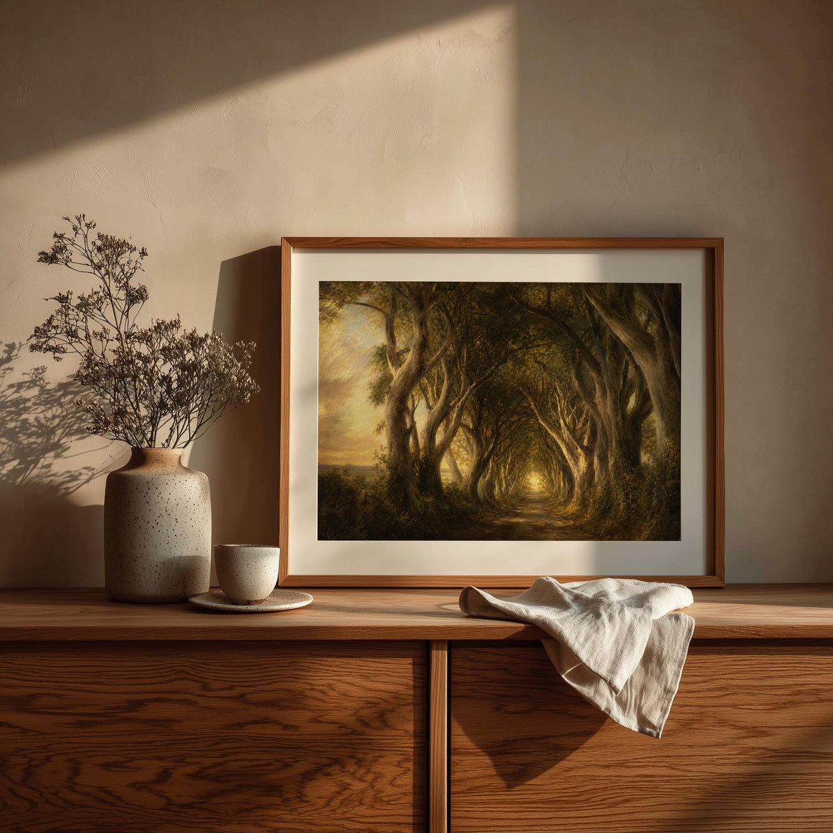 Dark Hedges Irish Road Irish print – wall mockup 3