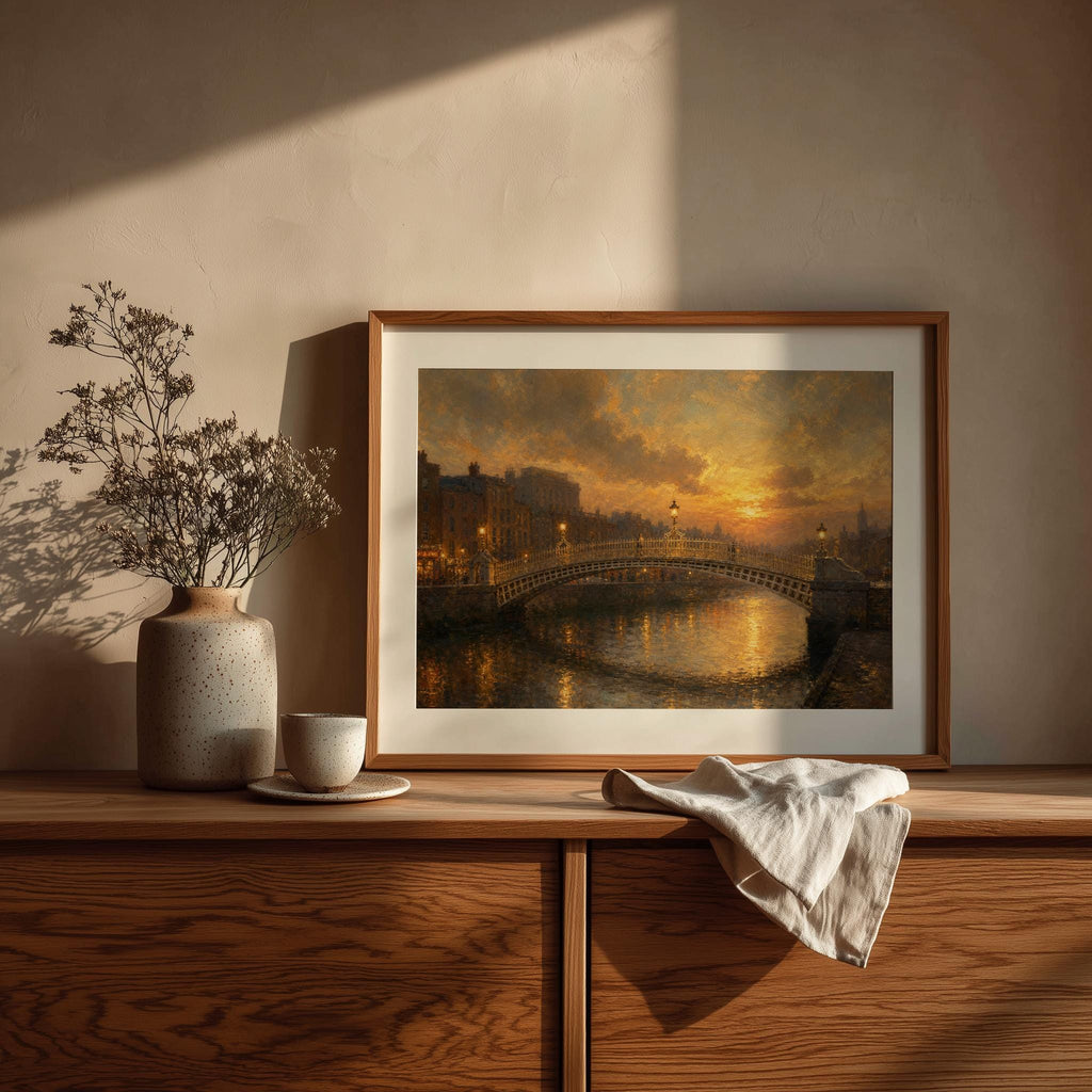 Ha'penny Bridge Dublin Irish print – wall mockup 3