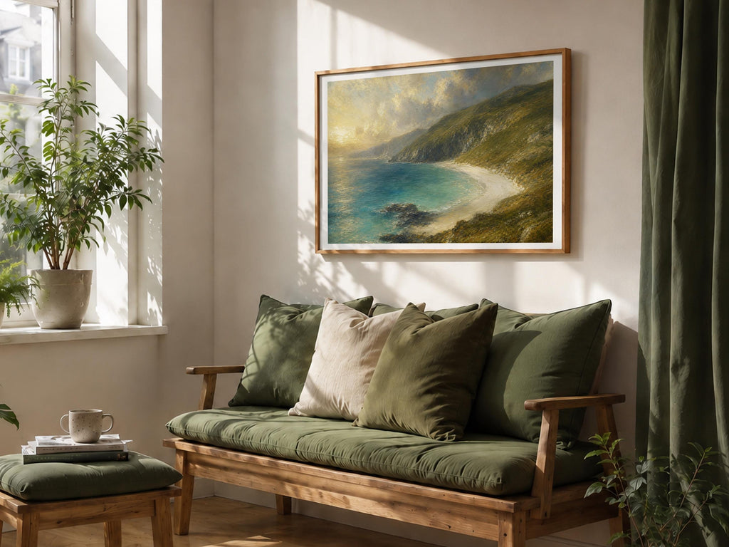 Keem Bay Achill Island vintage Irish print – wall mockup 6
