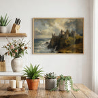 Dunluce Castle oil painting Irish print – wall mockup 3