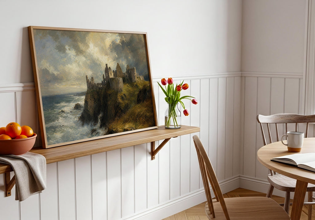 Dunluce Castle oil painting Irish print – wall mockup 6