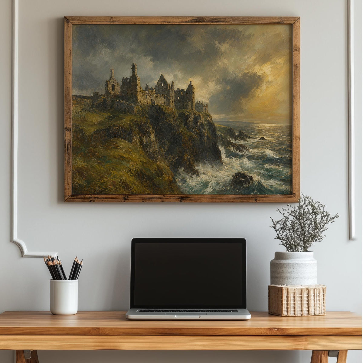 Dunluce Castle Irish print – wall mockup 4
