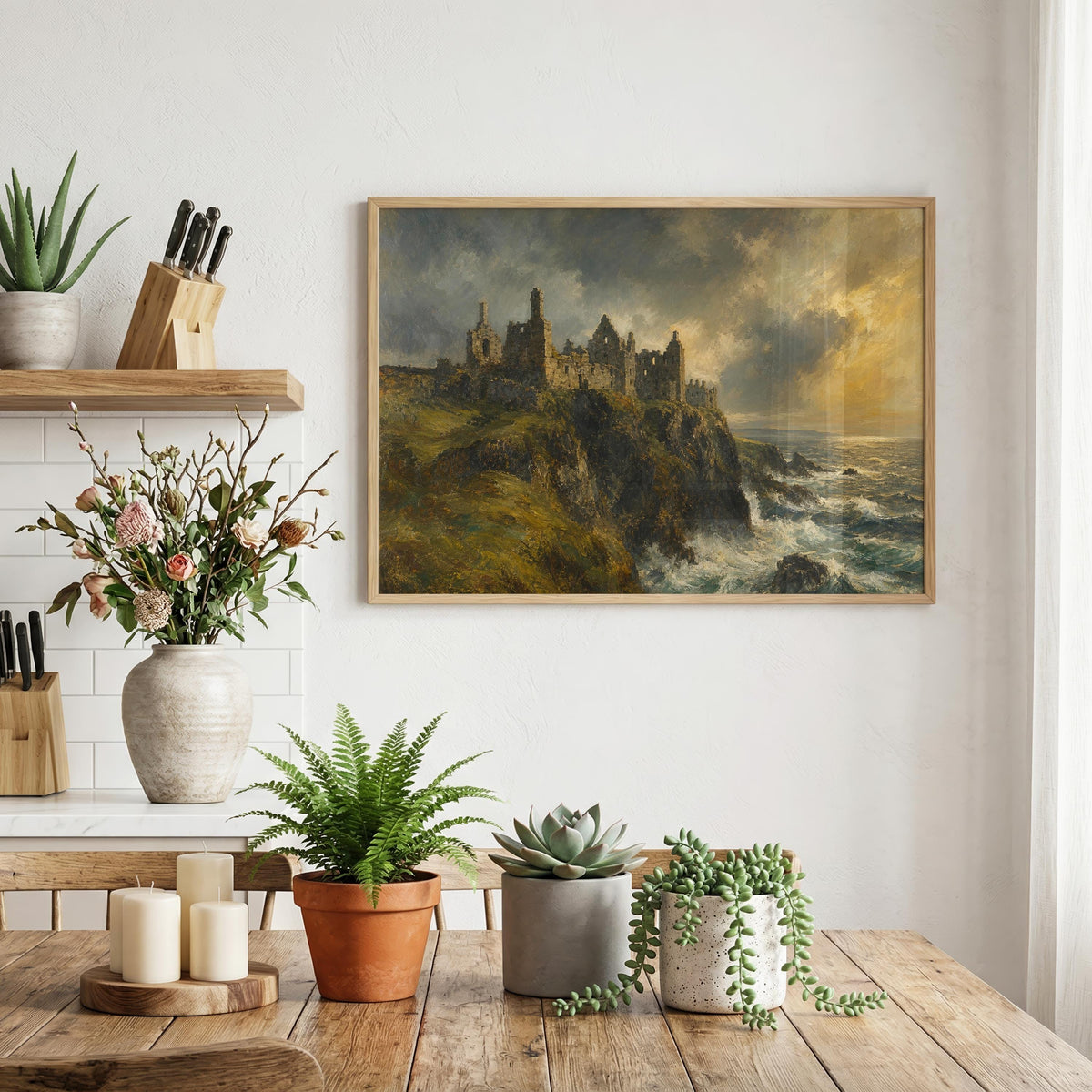 Dunluce Castle Irish print – wall mockup 2
