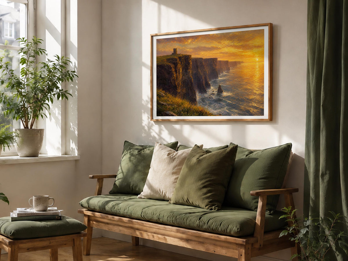 Cliffs of Moher Sunset Irish print – wall mockup 5