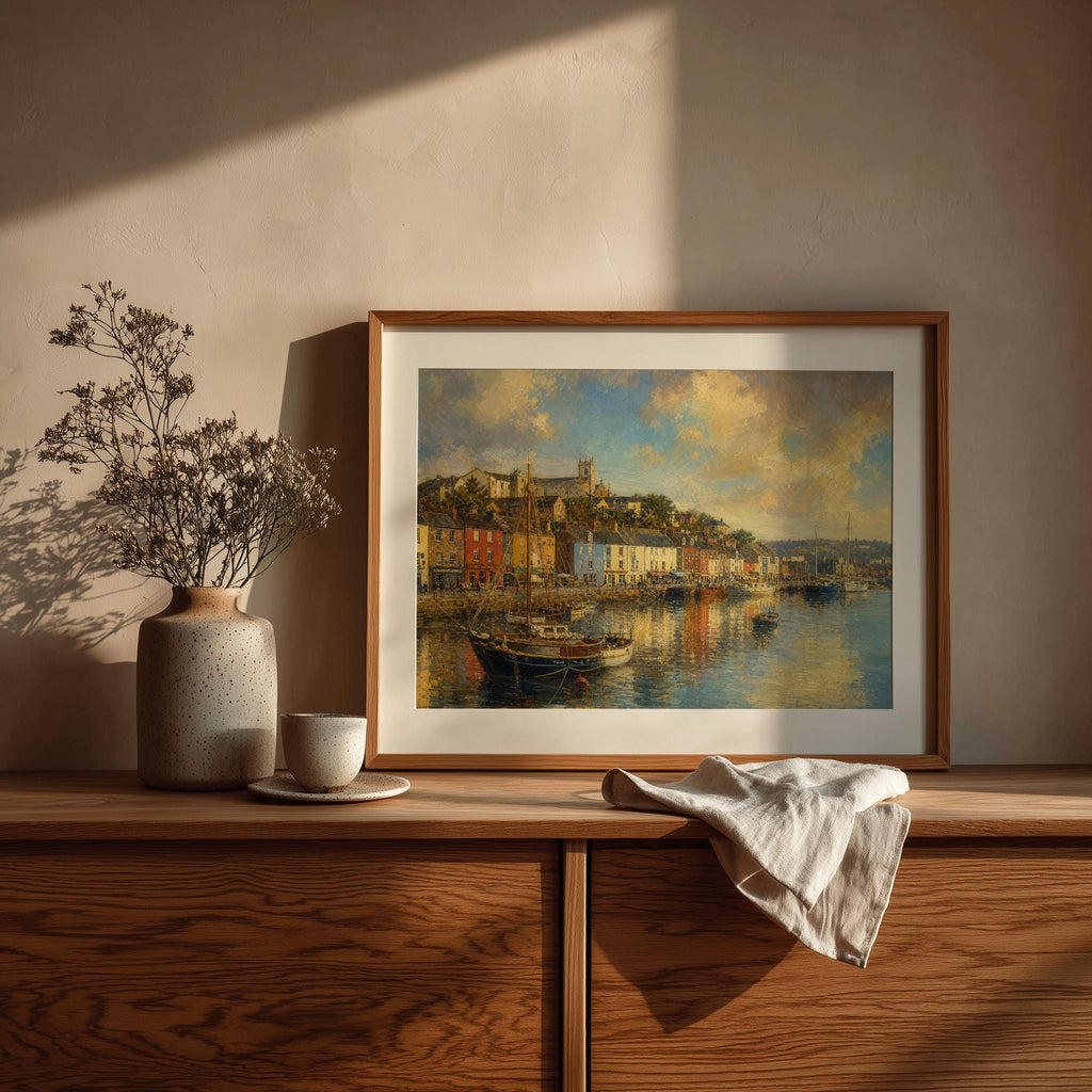 Kinsale Harbour Sailboat Irish print – wall mockup 7