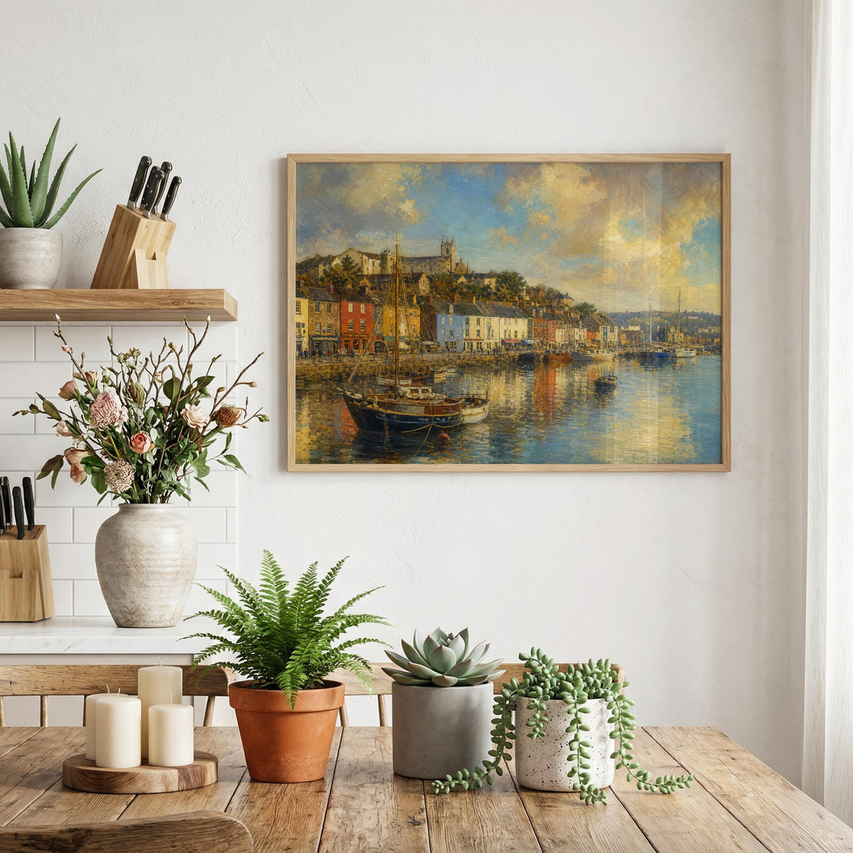 Kinsale Harbour Sailboat Irish print – wall mockup 6
