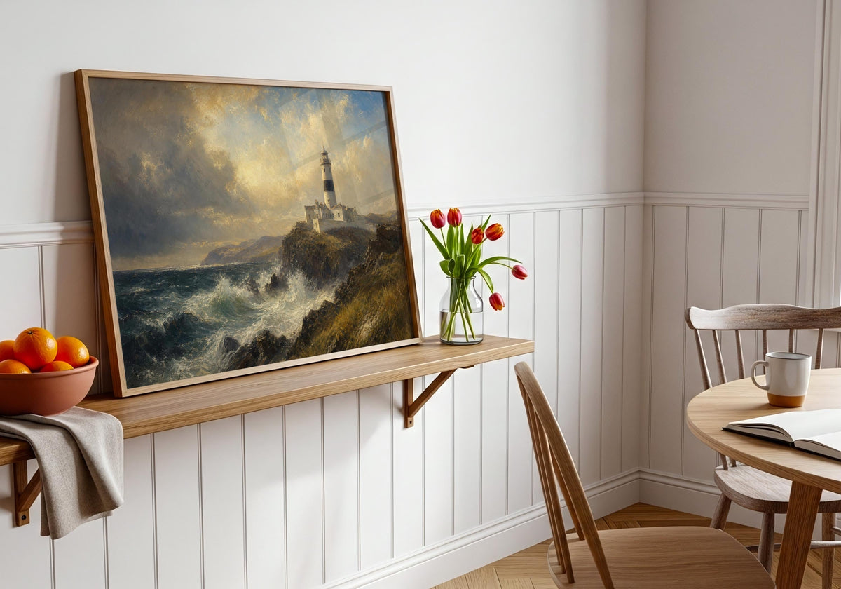 Fanad Head Lighthouse painting Irish print – wall mockup 3