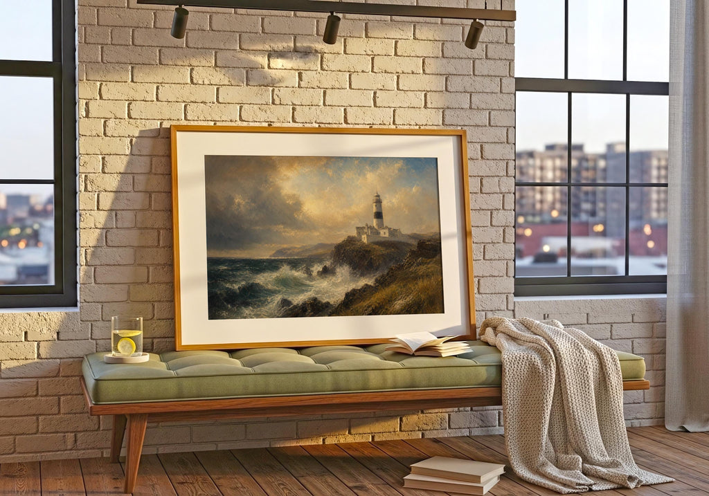 Fanad Head Lighthouse painting Irish print – wall mockup 1