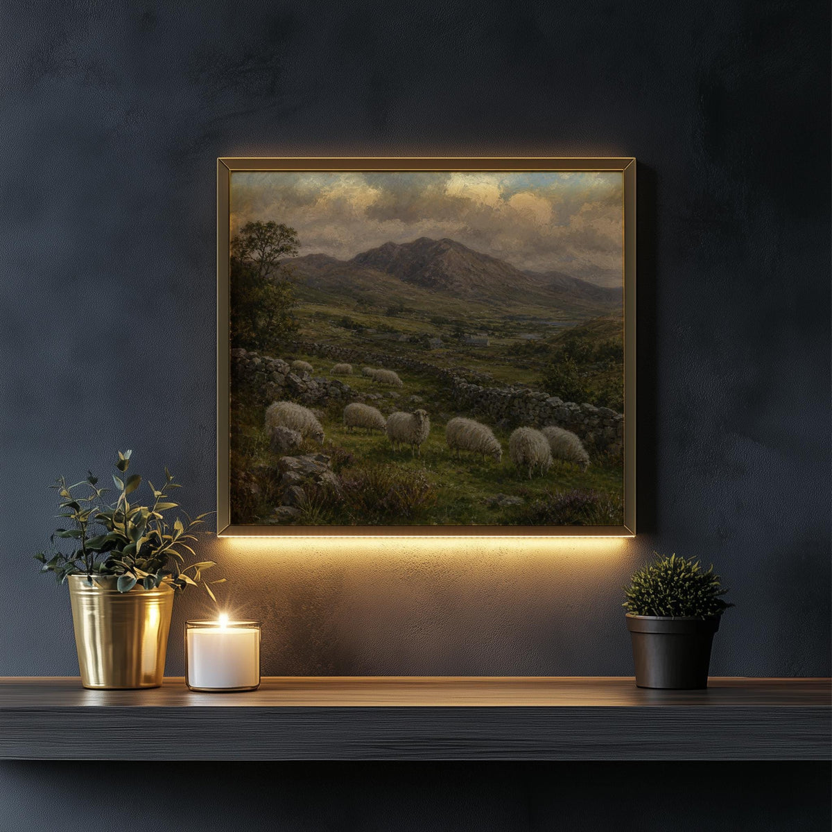 Irish sheep valley landscape Irish print – wall mockup 4
