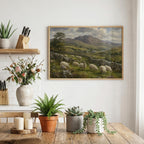Irish sheep valley landscape Irish print – wall mockup 6