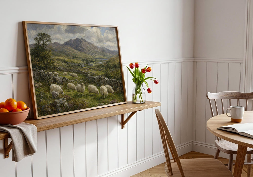 Irish sheep valley landscape Irish print – wall mockup 8