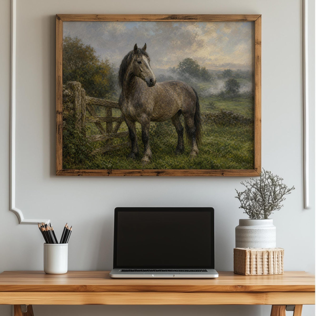 Irish Draught Horse Oil Painting Irish print – wall mockup 4