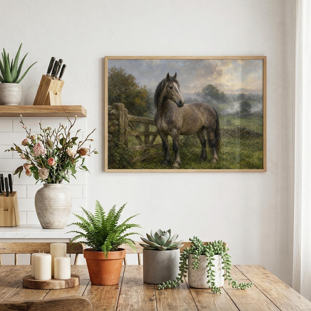 Irish Draught Horse Oil Painting Irish print – wall mockup 5