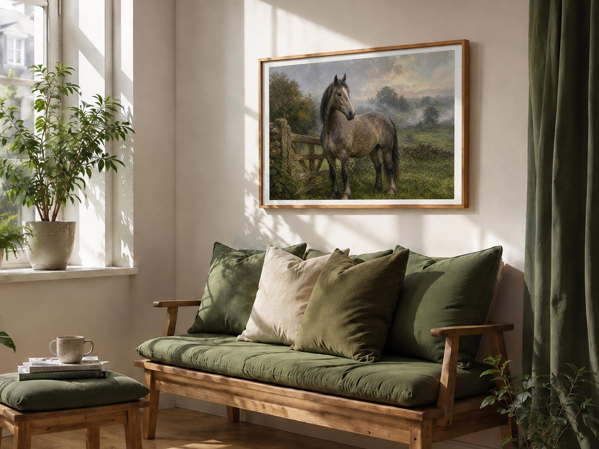 Irish Draught Horse Oil Painting Irish print – wall mockup 6